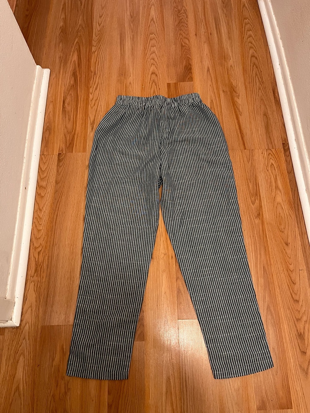 Striped Elastic Waist Women’s Pants - Blue/White